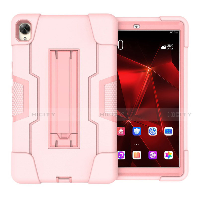 Custodia Silicone e Plastica Opaca Cover con Supporto per Huawei MediaPad M6 8.4 Rosa