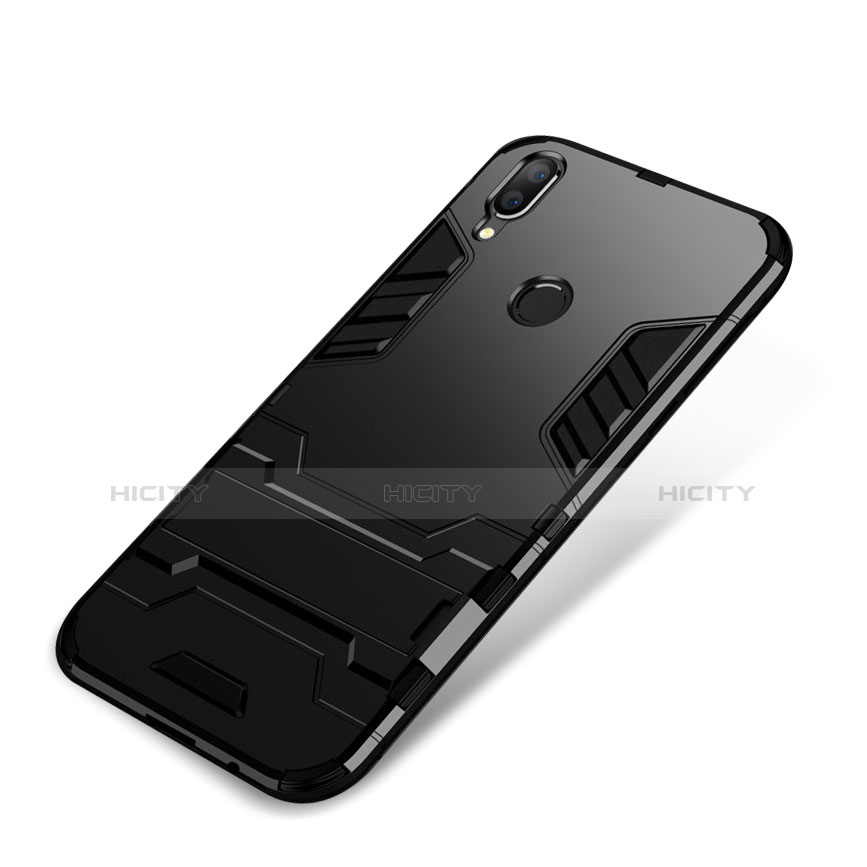 Custodia Silicone e Plastica Opaca Cover con Supporto per Huawei Nova 3i Nero