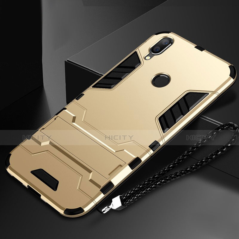 Custodia Silicone e Plastica Opaca Cover con Supporto per Huawei Nova Lite 3 Oro