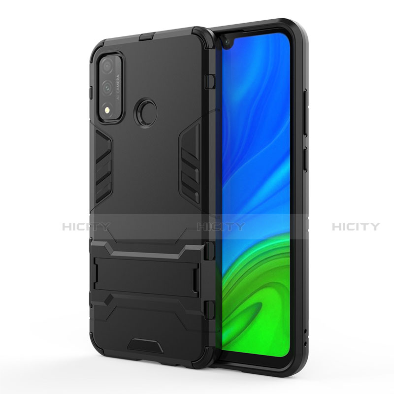 Custodia Silicone e Plastica Opaca Cover con Supporto per Huawei P Smart (2020) Nero