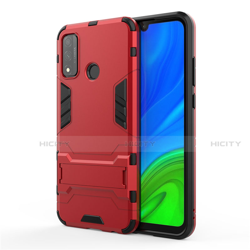 Custodia Silicone e Plastica Opaca Cover con Supporto per Huawei P Smart (2020) Rosso