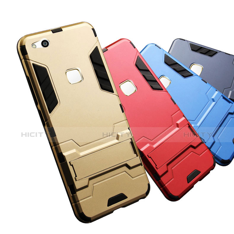 Custodia Silicone e Plastica Opaca Cover con Supporto per Huawei P10 Lite