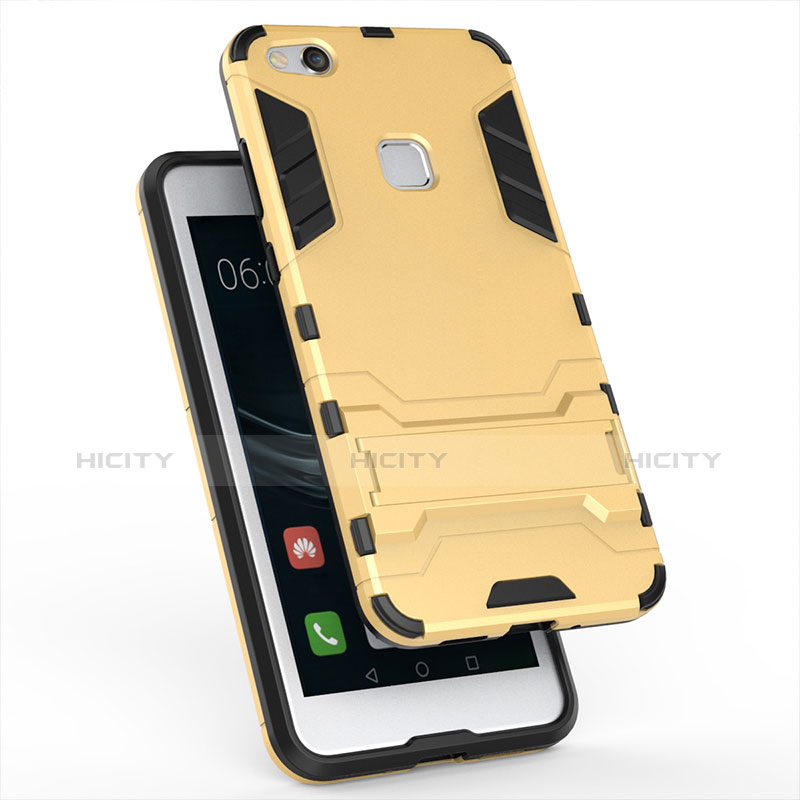 Custodia Silicone e Plastica Opaca Cover con Supporto per Huawei P10 Lite