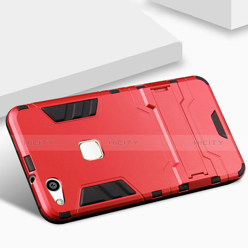 Custodia Silicone e Plastica Opaca Cover con Supporto per Huawei P10 Lite
