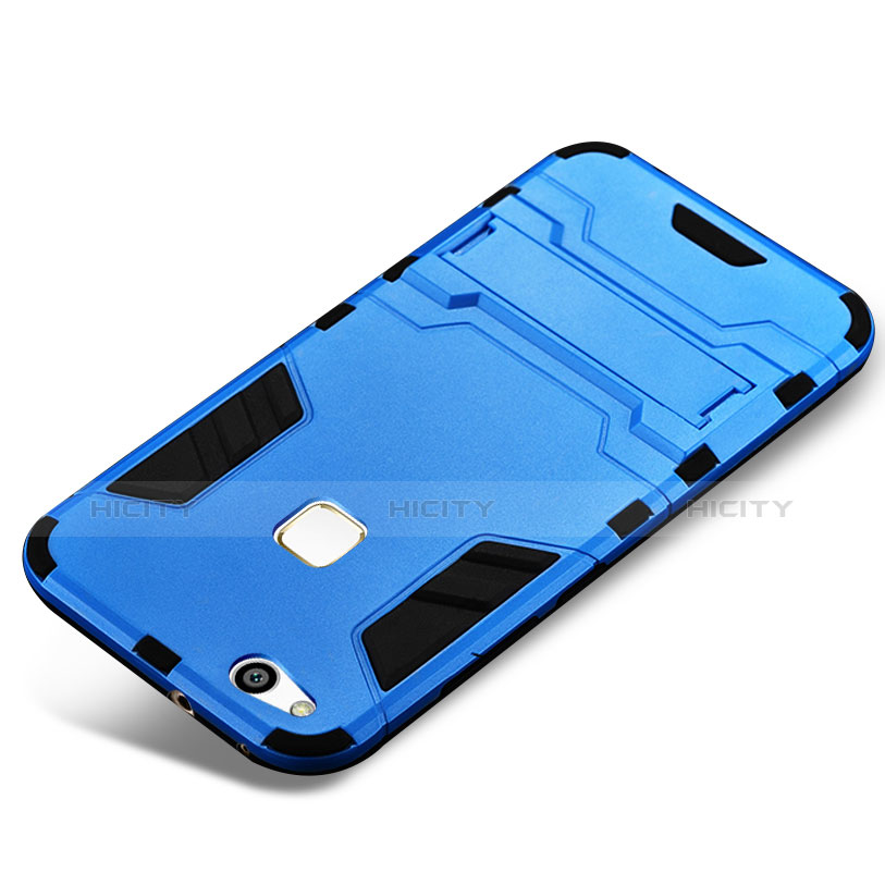 Custodia Silicone e Plastica Opaca Cover con Supporto per Huawei P10 Lite Blu