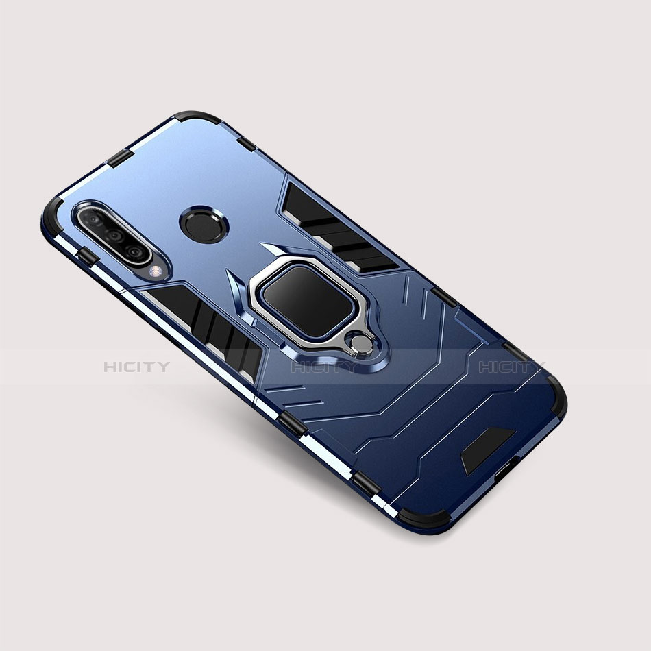 Custodia Silicone e Plastica Opaca Cover con Supporto per Huawei P30 Lite Blu