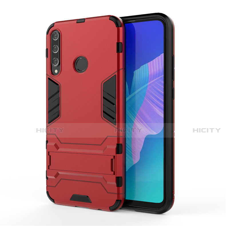 Custodia Silicone e Plastica Opaca Cover con Supporto per Huawei P40 Lite E Rosso