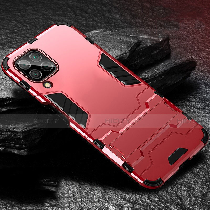 Custodia Silicone e Plastica Opaca Cover con Supporto per Huawei P40 Lite Rosso