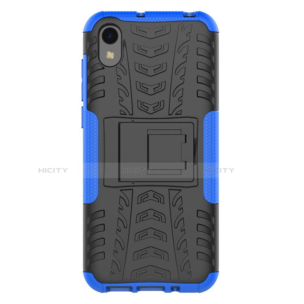 Custodia Silicone e Plastica Opaca Cover con Supporto per Huawei Y5 (2019) Blu