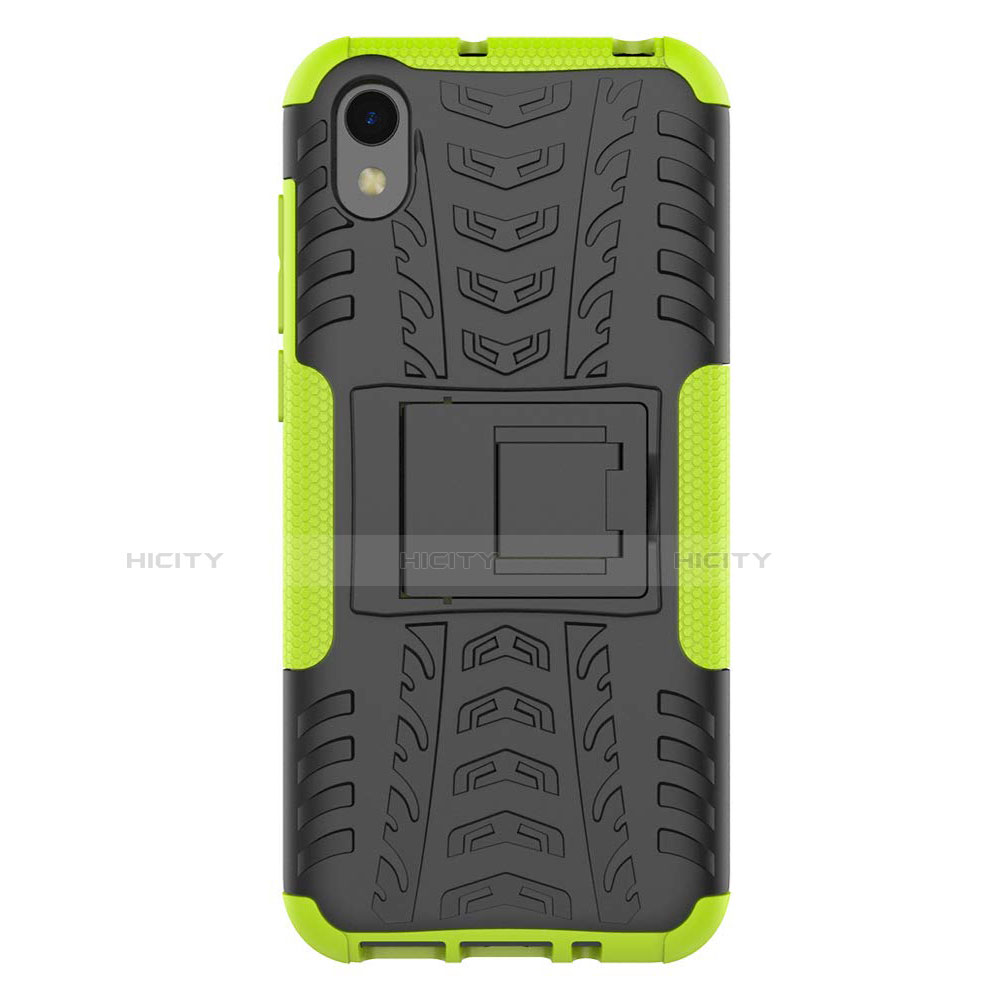 Custodia Silicone e Plastica Opaca Cover con Supporto per Huawei Y5 (2019) Verde