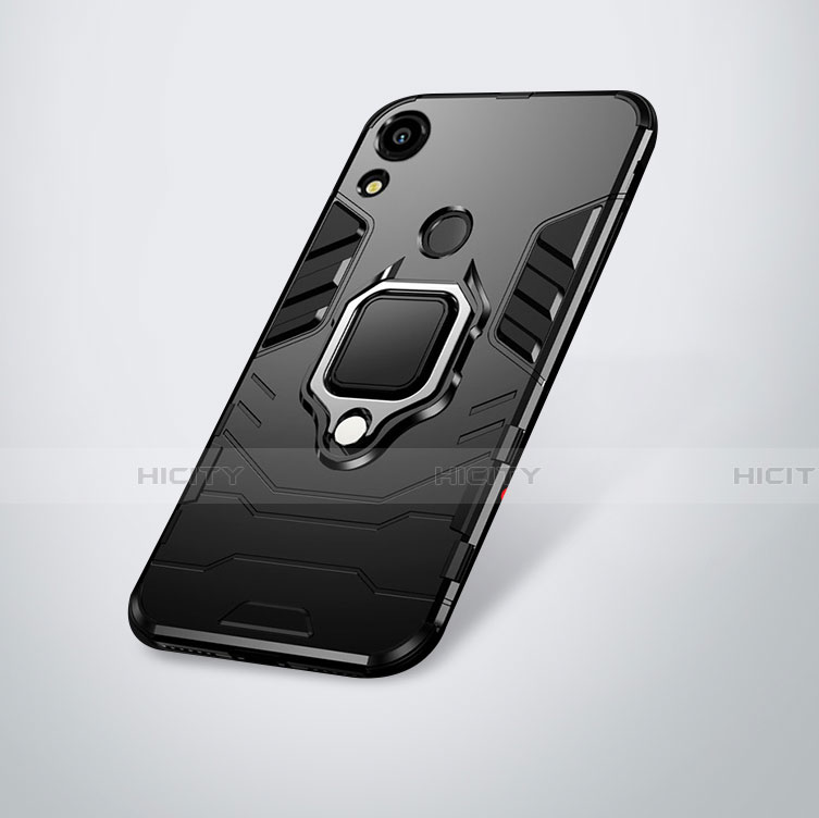 Custodia Silicone e Plastica Opaca Cover con Supporto per Huawei Y6 Prime (2019) Nero