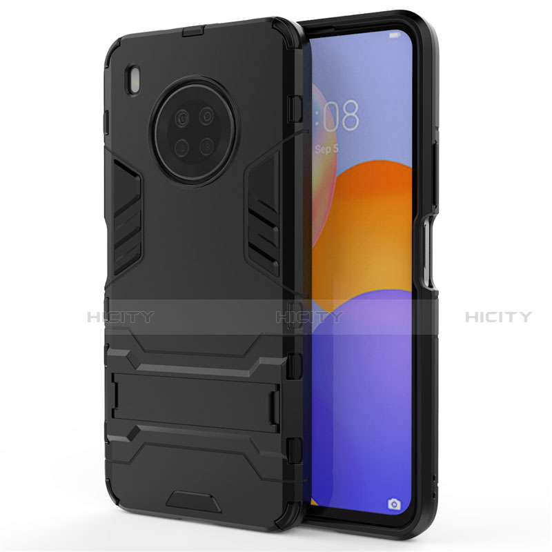 Custodia Silicone e Plastica Opaca Cover con Supporto per Huawei Y9a Nero