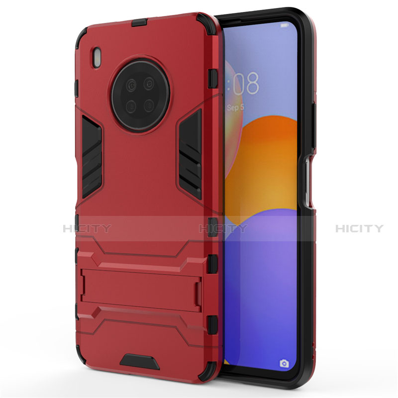 Custodia Silicone e Plastica Opaca Cover con Supporto per Huawei Y9a Rosso