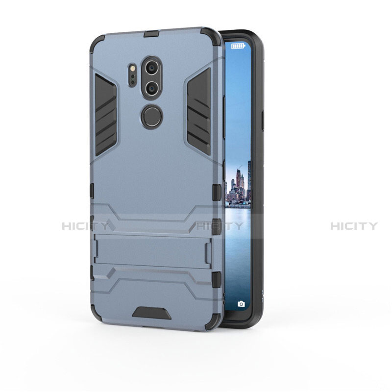 Custodia Silicone e Plastica Opaca Cover con Supporto per LG G7 Blu