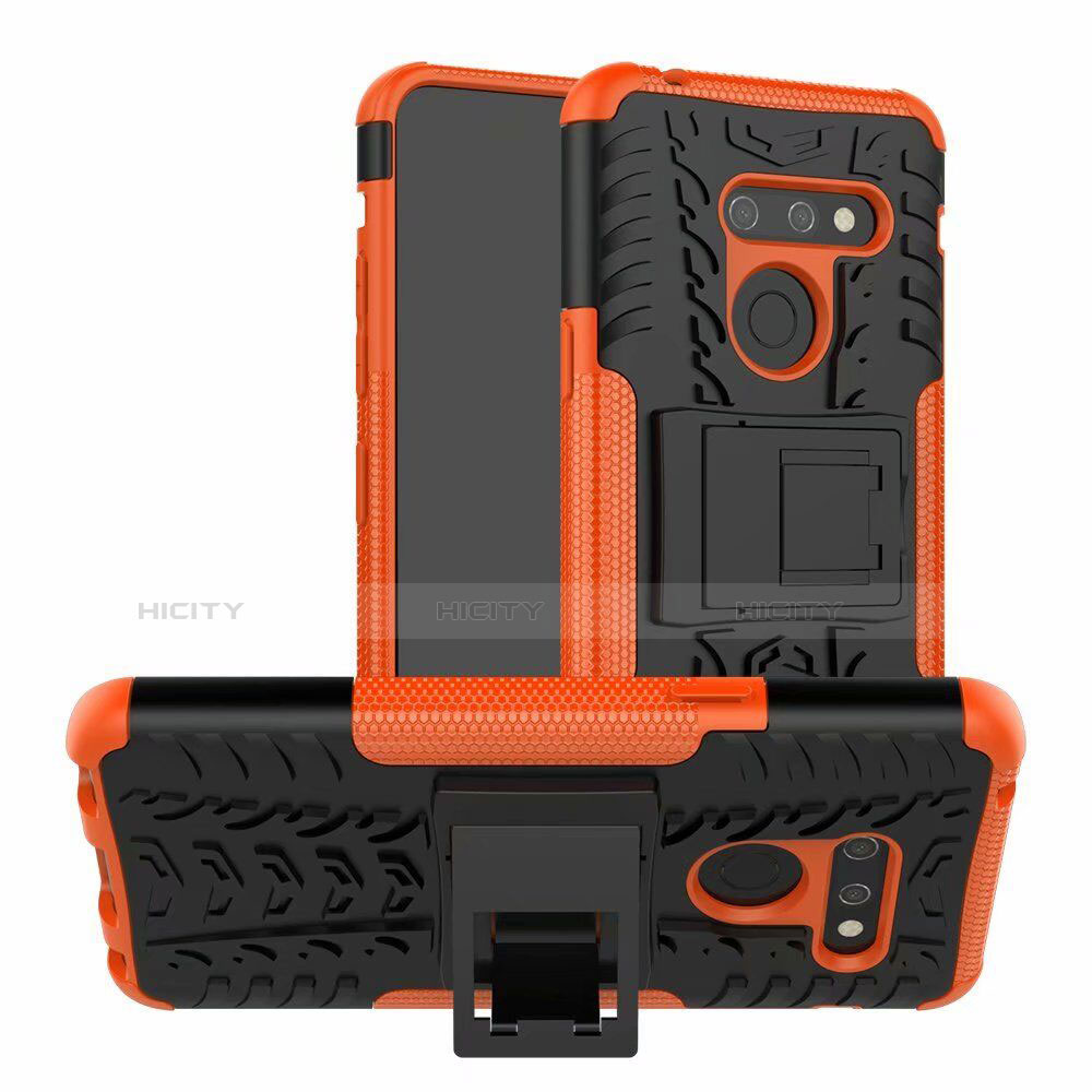 Custodia Silicone e Plastica Opaca Cover con Supporto per LG G8 ThinQ Arancione