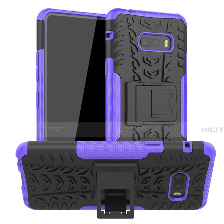 Custodia Silicone e Plastica Opaca Cover con Supporto per LG G8X ThinQ Viola
