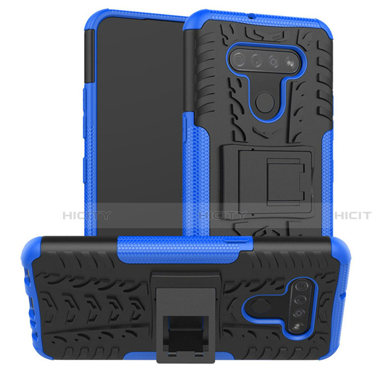 Custodia Silicone e Plastica Opaca Cover con Supporto per LG K51 Blu