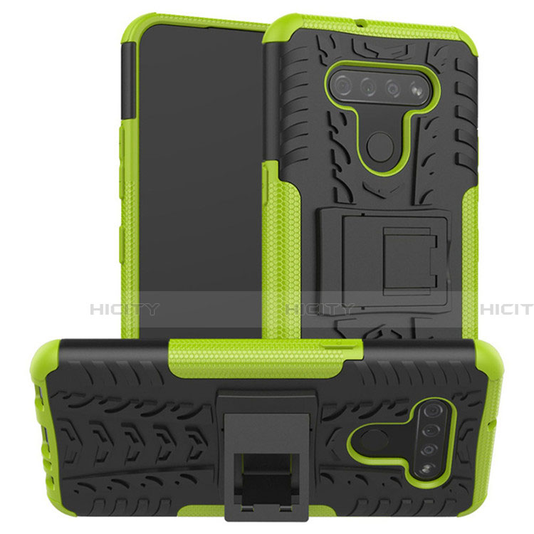 Custodia Silicone e Plastica Opaca Cover con Supporto per LG K51 Verde