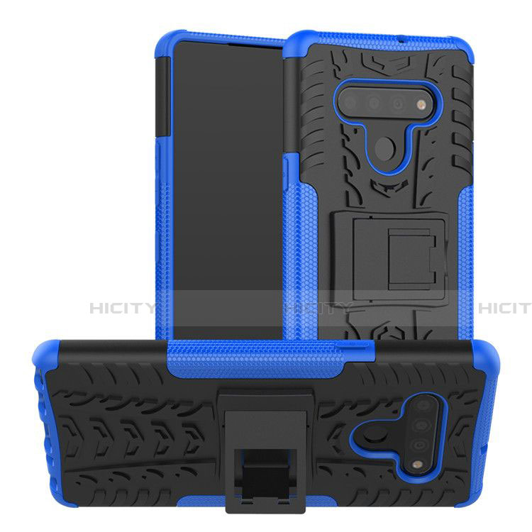 Custodia Silicone e Plastica Opaca Cover con Supporto per LG Stylo 6 Blu