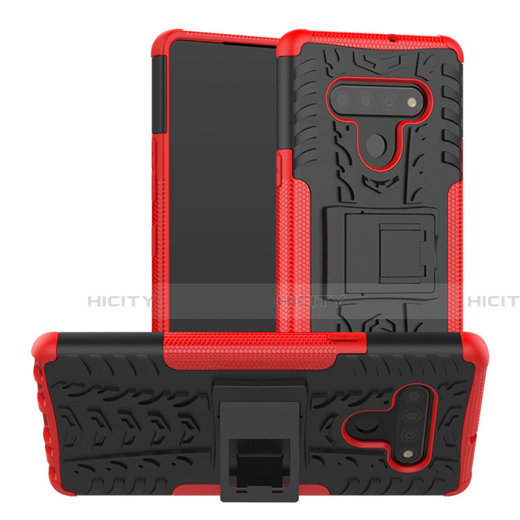 Custodia Silicone e Plastica Opaca Cover con Supporto per LG Stylo 6 Rosso