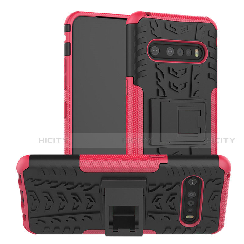 Custodia Silicone e Plastica Opaca Cover con Supporto per LG V60 ThinQ 5G