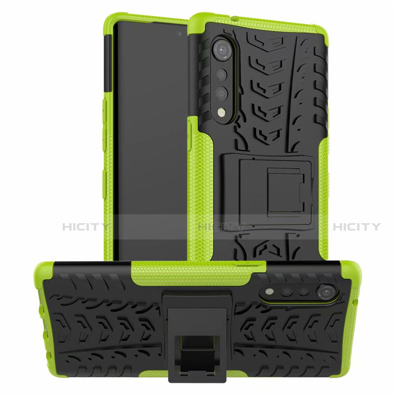 Custodia Silicone e Plastica Opaca Cover con Supporto per LG Velvet 4G Verde