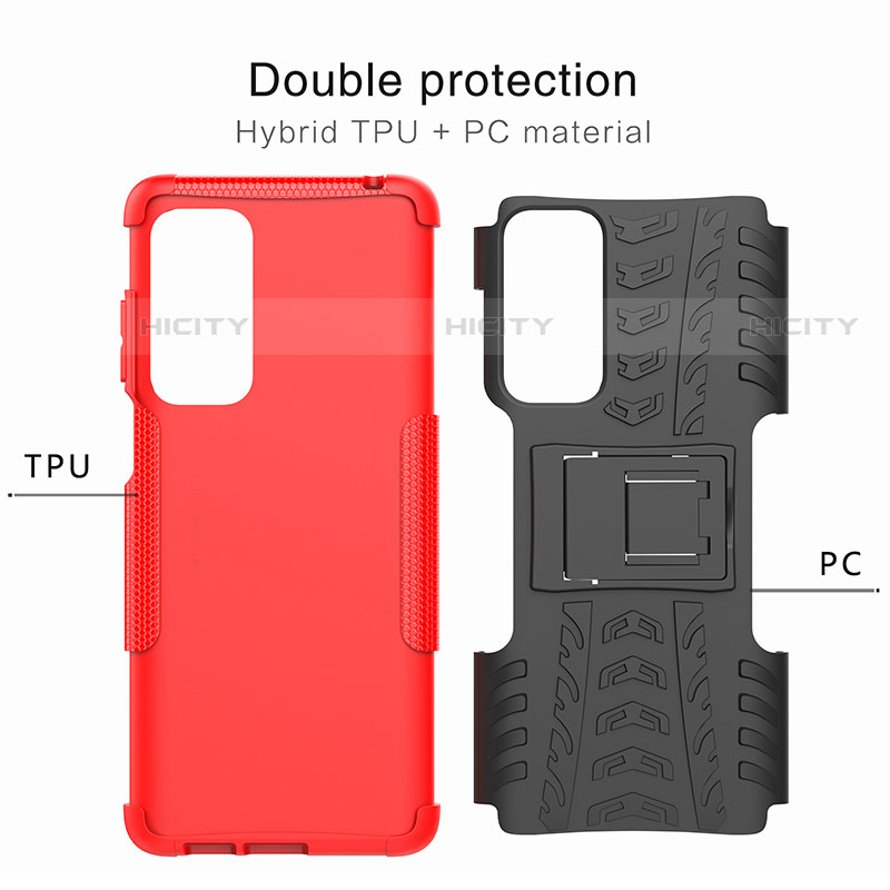 Custodia Silicone e Plastica Opaca Cover con Supporto per Motorola Moto Edge (2021) 5G