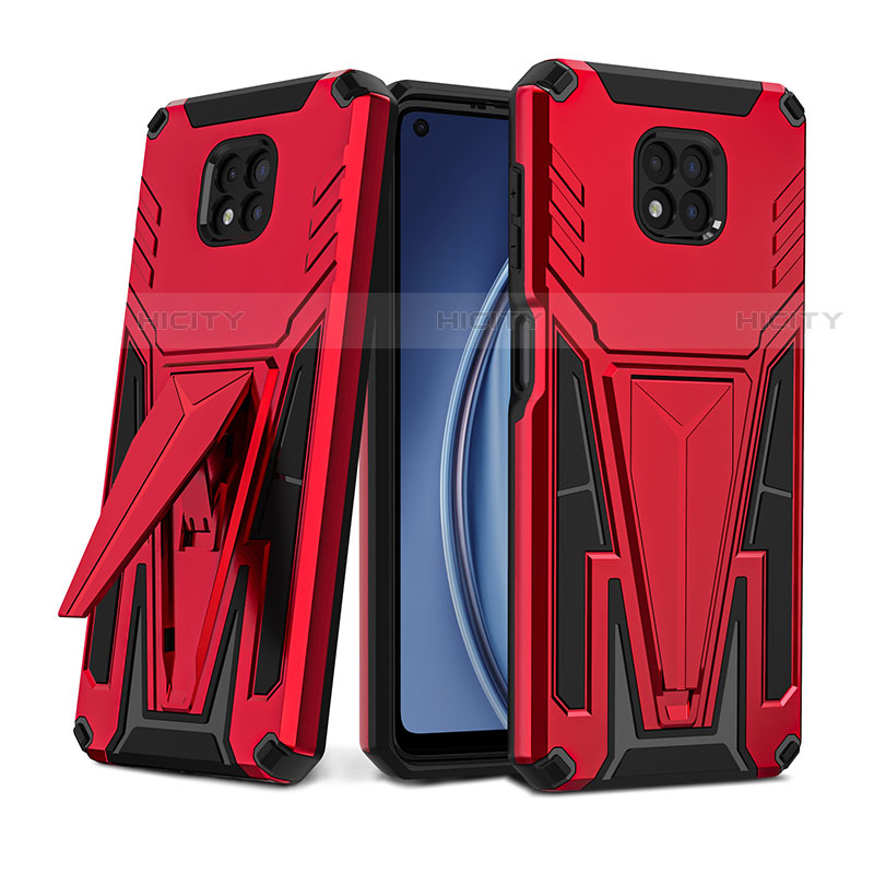 Custodia Silicone e Plastica Opaca Cover con Supporto per Motorola Moto G Power (2021) Rosso