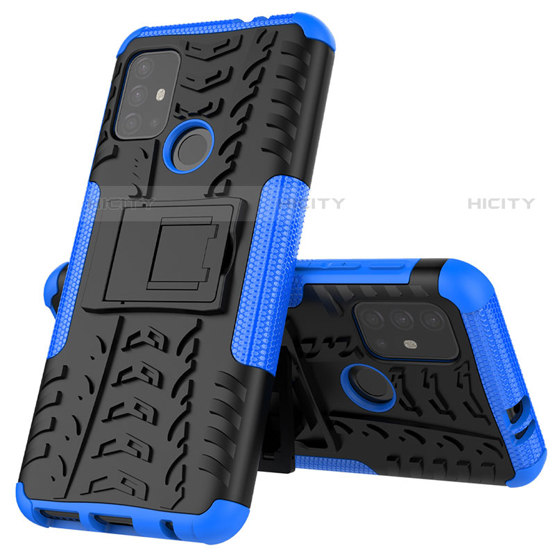 Custodia Silicone e Plastica Opaca Cover con Supporto per Motorola Moto G10 Blu