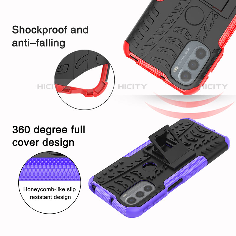 Custodia Silicone e Plastica Opaca Cover con Supporto per Motorola Moto G31