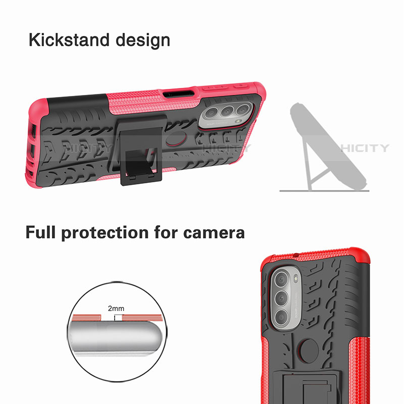 Custodia Silicone e Plastica Opaca Cover con Supporto per Motorola Moto G51 5G