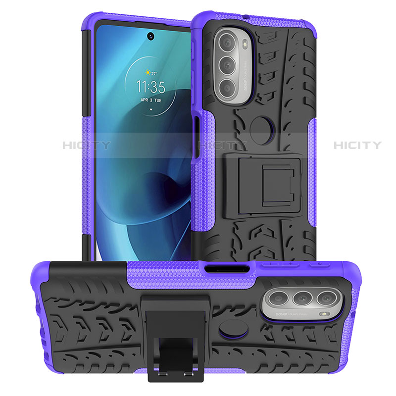 Custodia Silicone e Plastica Opaca Cover con Supporto per Motorola Moto G51 5G