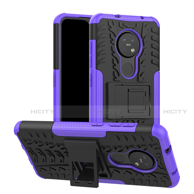 Custodia Silicone e Plastica Opaca Cover con Supporto per Nokia 6.2 Viola