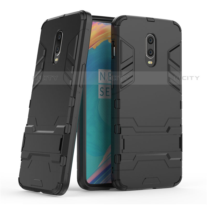 Custodia Silicone e Plastica Opaca Cover con Supporto per OnePlus 7