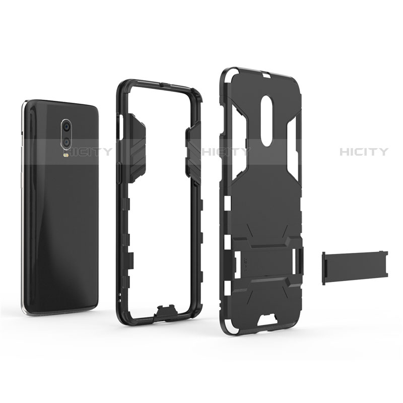Custodia Silicone e Plastica Opaca Cover con Supporto per OnePlus 7