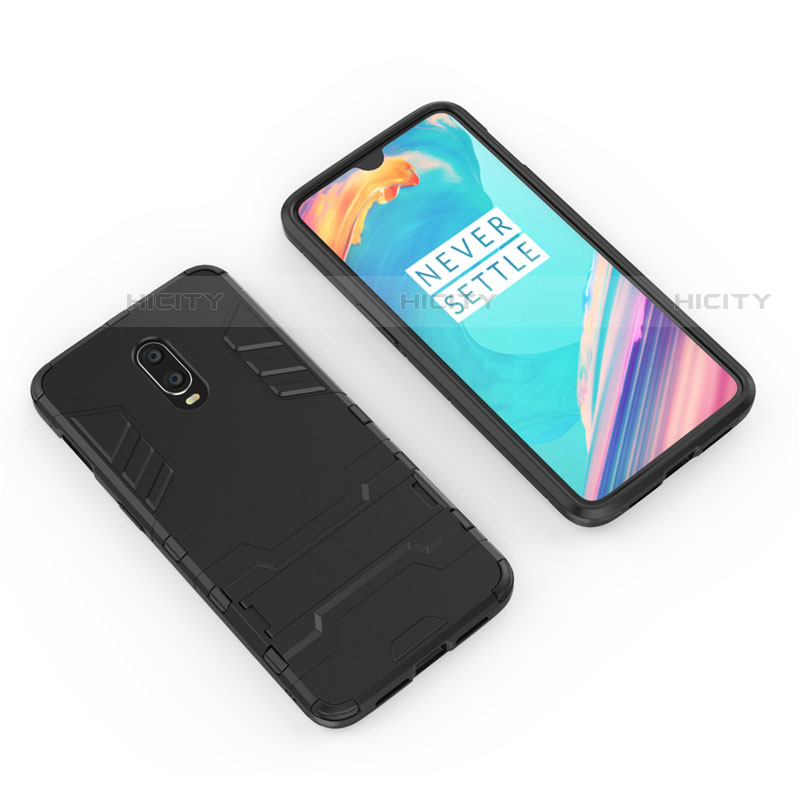 Custodia Silicone e Plastica Opaca Cover con Supporto per OnePlus 7