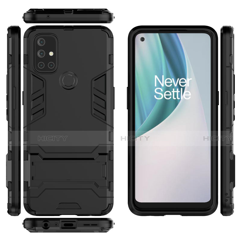 Custodia Silicone e Plastica Opaca Cover con Supporto per OnePlus Nord N10 5G