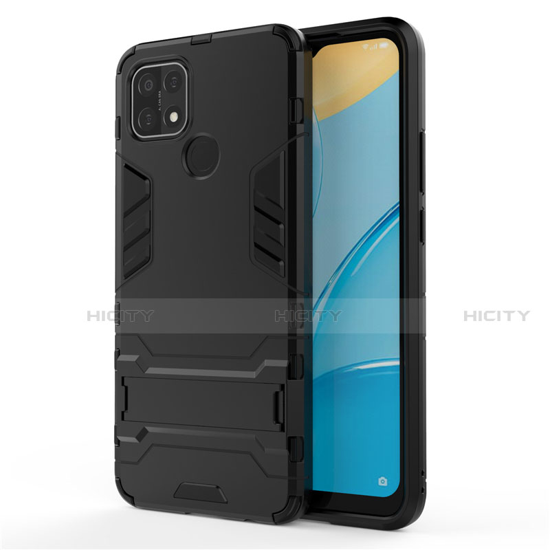 Custodia Silicone e Plastica Opaca Cover con Supporto per Oppo A15 Nero