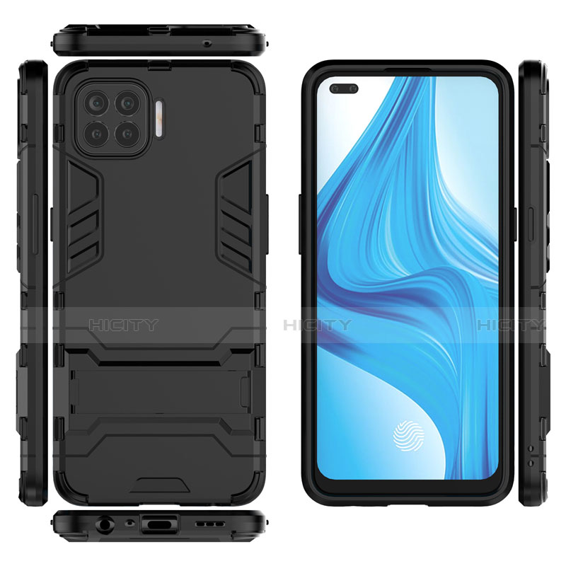 Custodia Silicone e Plastica Opaca Cover con Supporto per Oppo F17 Pro