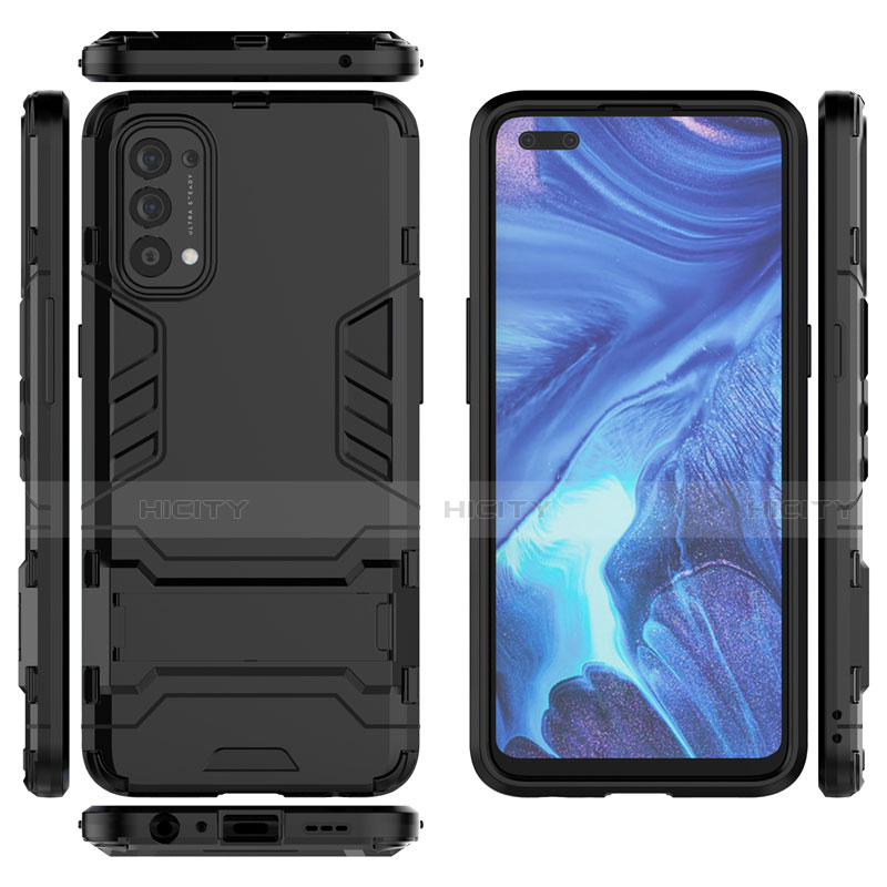 Custodia Silicone e Plastica Opaca Cover con Supporto per Oppo Reno4 4G