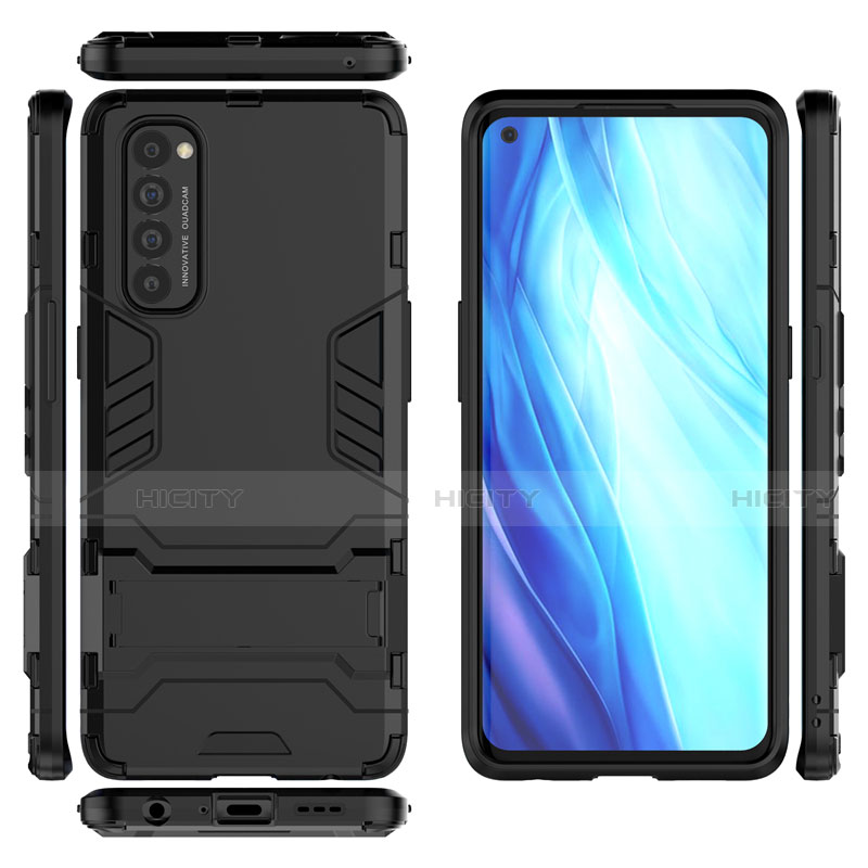 Custodia Silicone e Plastica Opaca Cover con Supporto per Oppo Reno4 Pro 4G