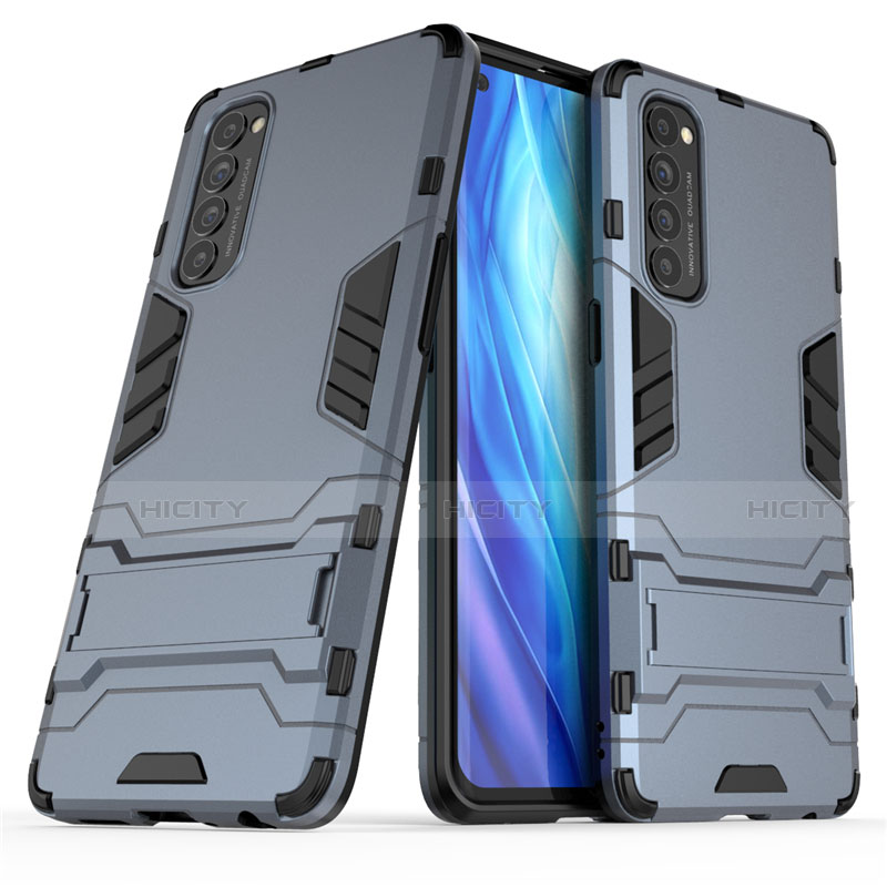 Custodia Silicone e Plastica Opaca Cover con Supporto per Oppo Reno4 Pro 4G