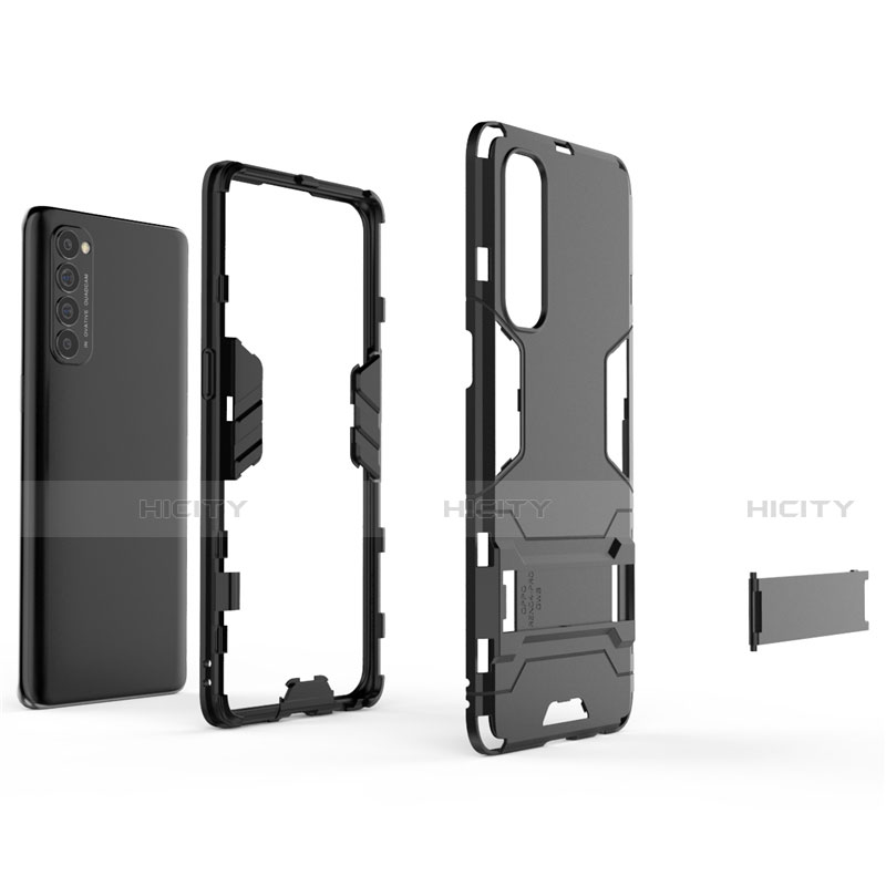 Custodia Silicone e Plastica Opaca Cover con Supporto per Oppo Reno4 Pro 4G