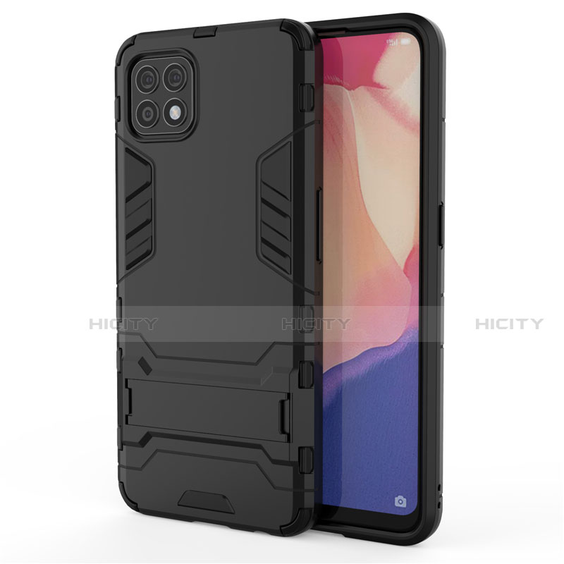 Custodia Silicone e Plastica Opaca Cover con Supporto per Oppo Reno4 SE 5G Nero