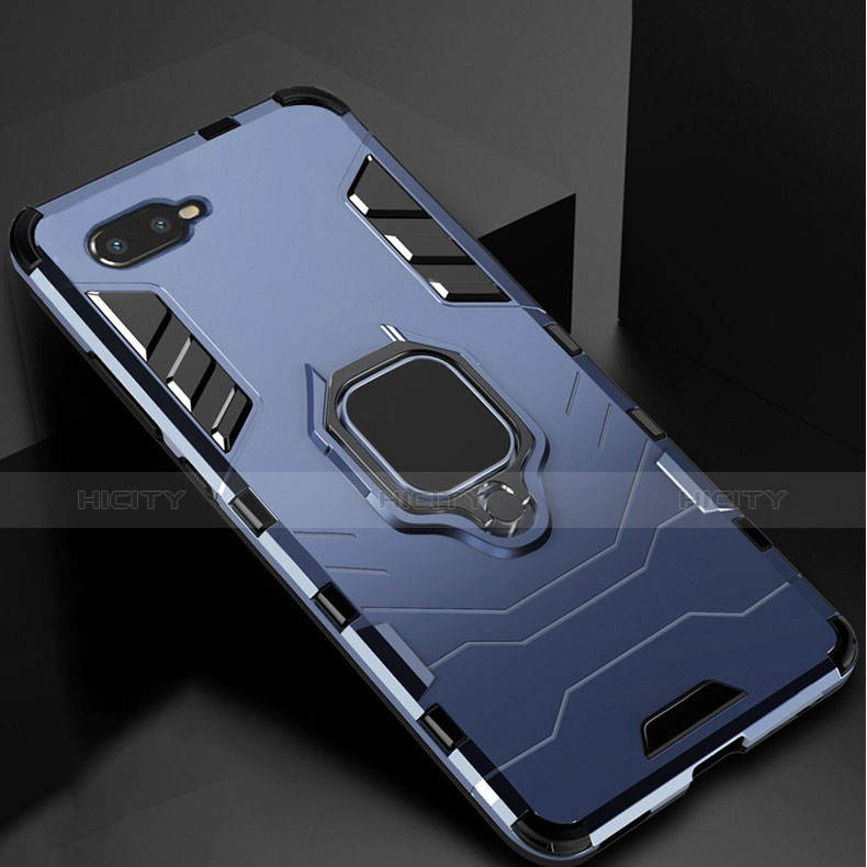 Custodia Silicone e Plastica Opaca Cover con Supporto per Oppo RX17 Neo Blu