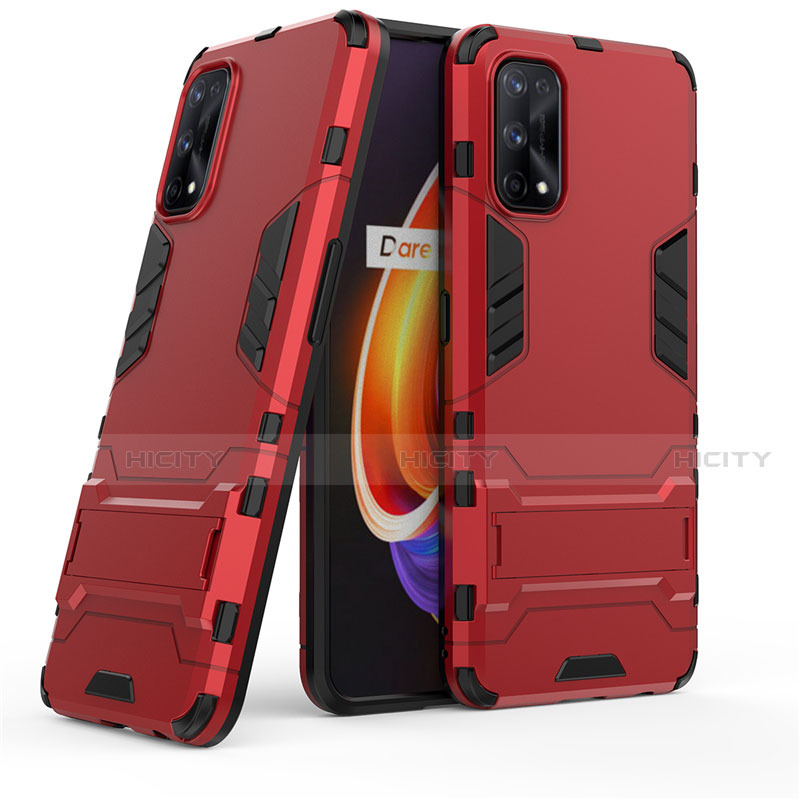 Custodia Silicone e Plastica Opaca Cover con Supporto per Realme 7 Pro