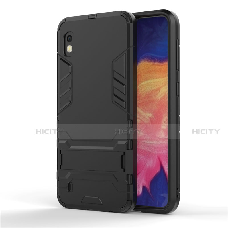 Custodia Silicone e Plastica Opaca Cover con Supporto per Samsung Galaxy A10 Nero