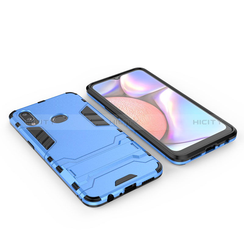 Custodia Silicone e Plastica Opaca Cover con Supporto per Samsung Galaxy A10s Blu