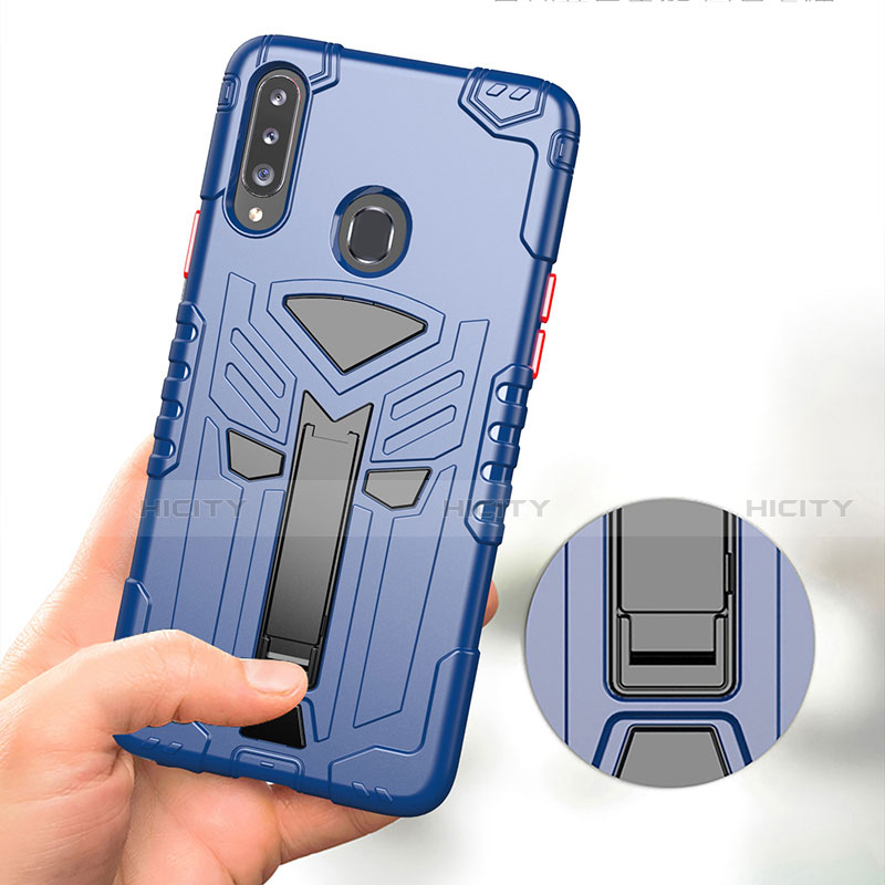 Custodia Silicone e Plastica Opaca Cover con Supporto per Samsung Galaxy A20s