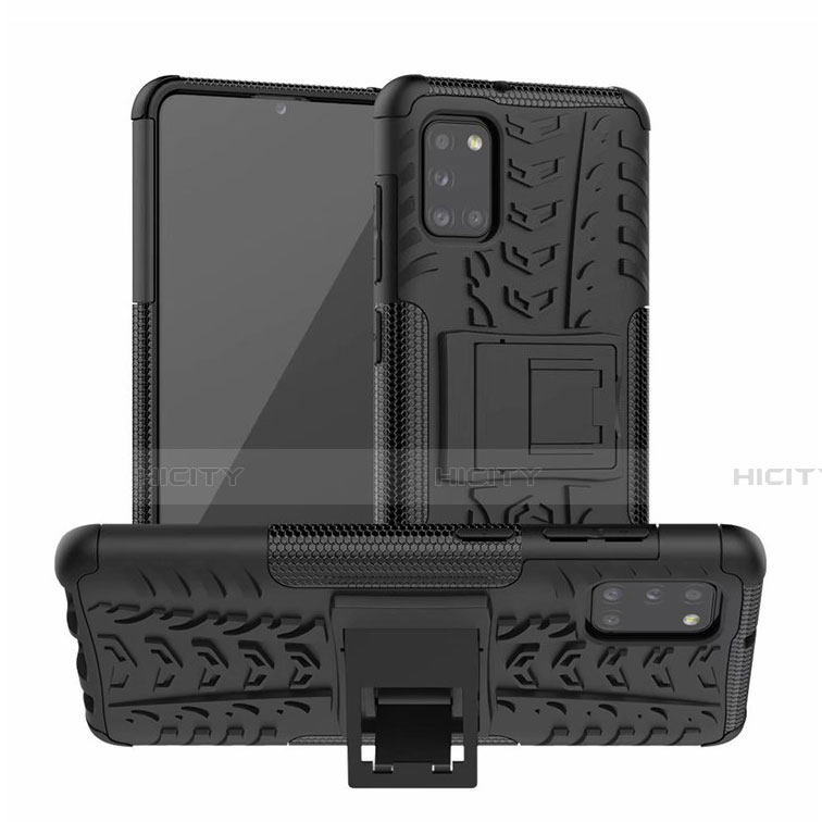 Custodia Silicone e Plastica Opaca Cover con Supporto per Samsung Galaxy A31